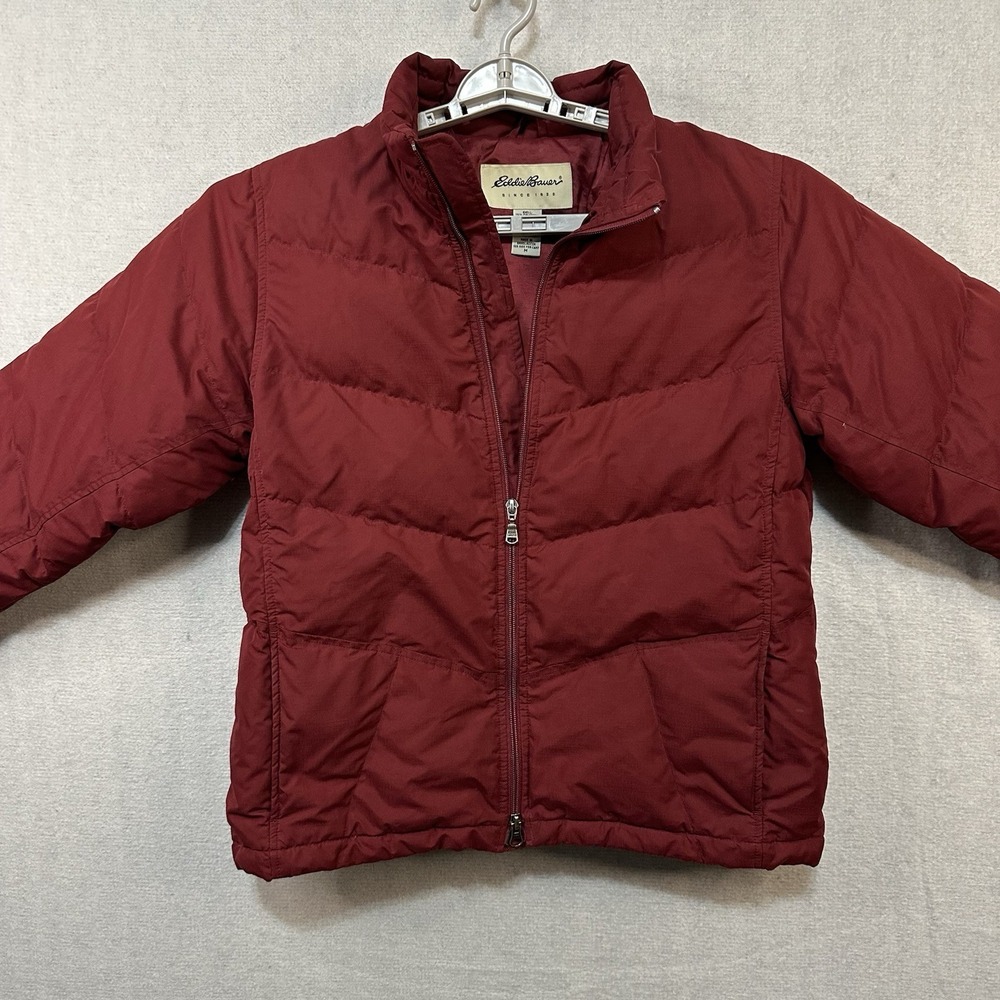 Eddie Bauer SunValley Down Jacket Women's Medium Burgandy Maroon 650 Fill Puffer